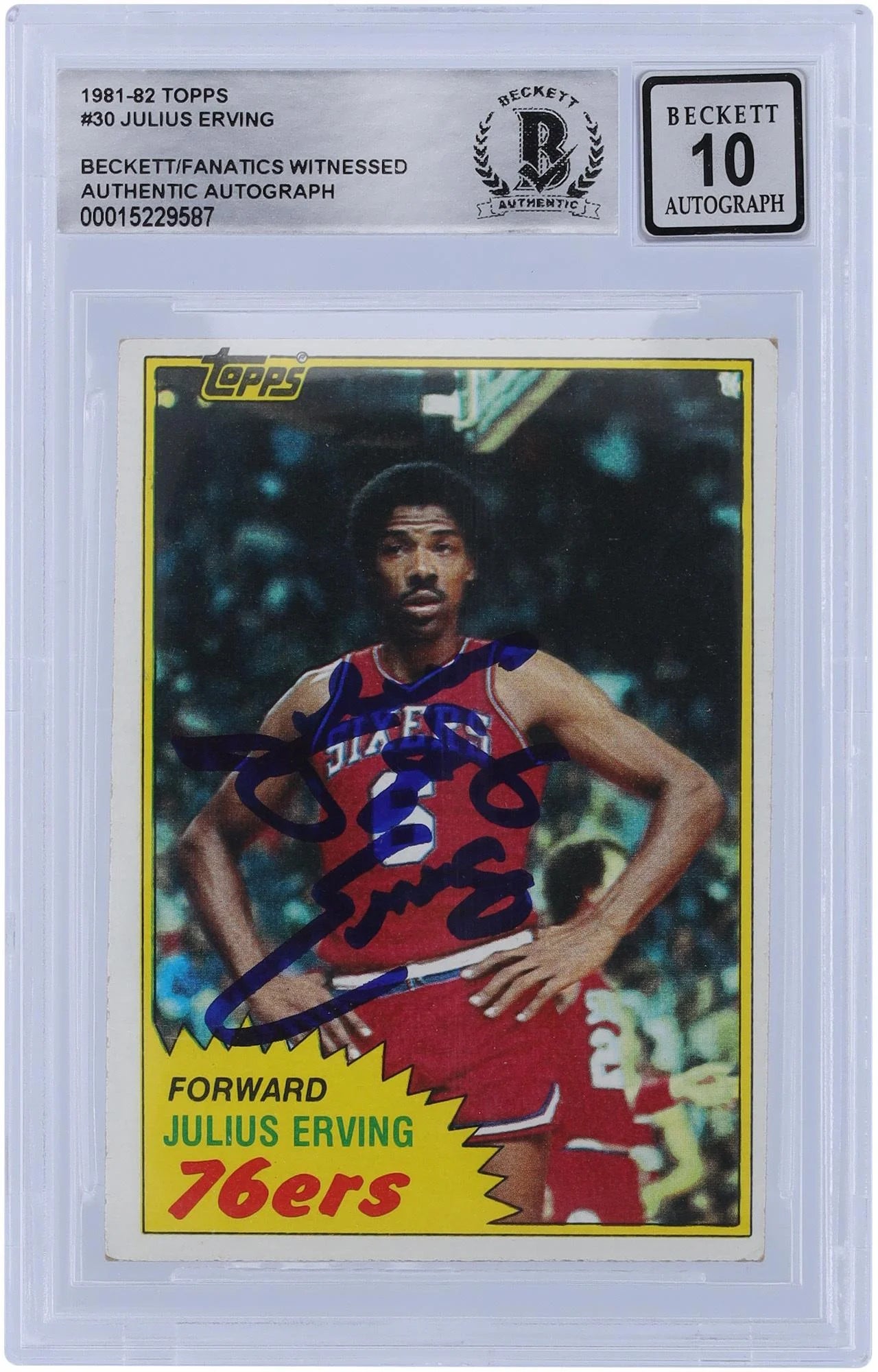 Julius Erving Philadelphia 76ers Autographed 1981-82 Topps #30 Beckett Fanatics Witnessed Authenticated 10 Card - Fanatics Authentic Certified
