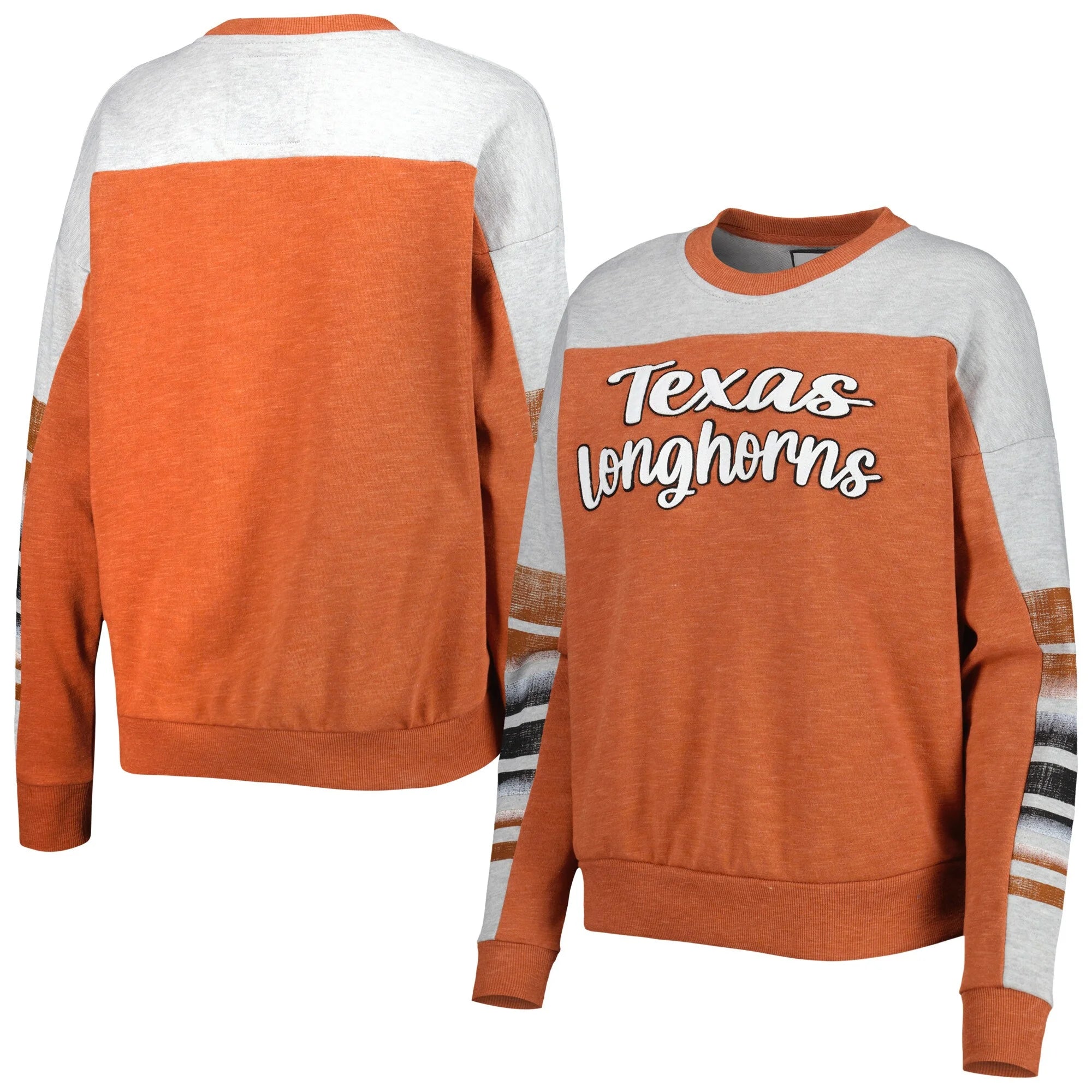 Women's Colosseum Texas Orange/Heather Gray Texas Longhorns Baby Talk Pullover Sweatshirt