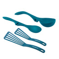 Rachael Ray Lazy Tool Kitchen Utensils Spoon Ladle and Turner Set, 4-Piece, Marine Blue