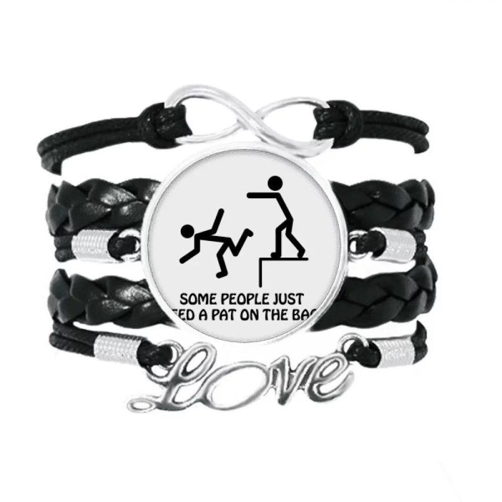 Tap Guide Back Art Deco Fashion Bracelet Love Accessory Twisted Leather Knitting Rope Wristband