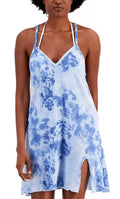 Miken GRAPE MIST/NILE BLUE Knotted Tie-Dye-Print Cover-Up Dress, US X-Large
