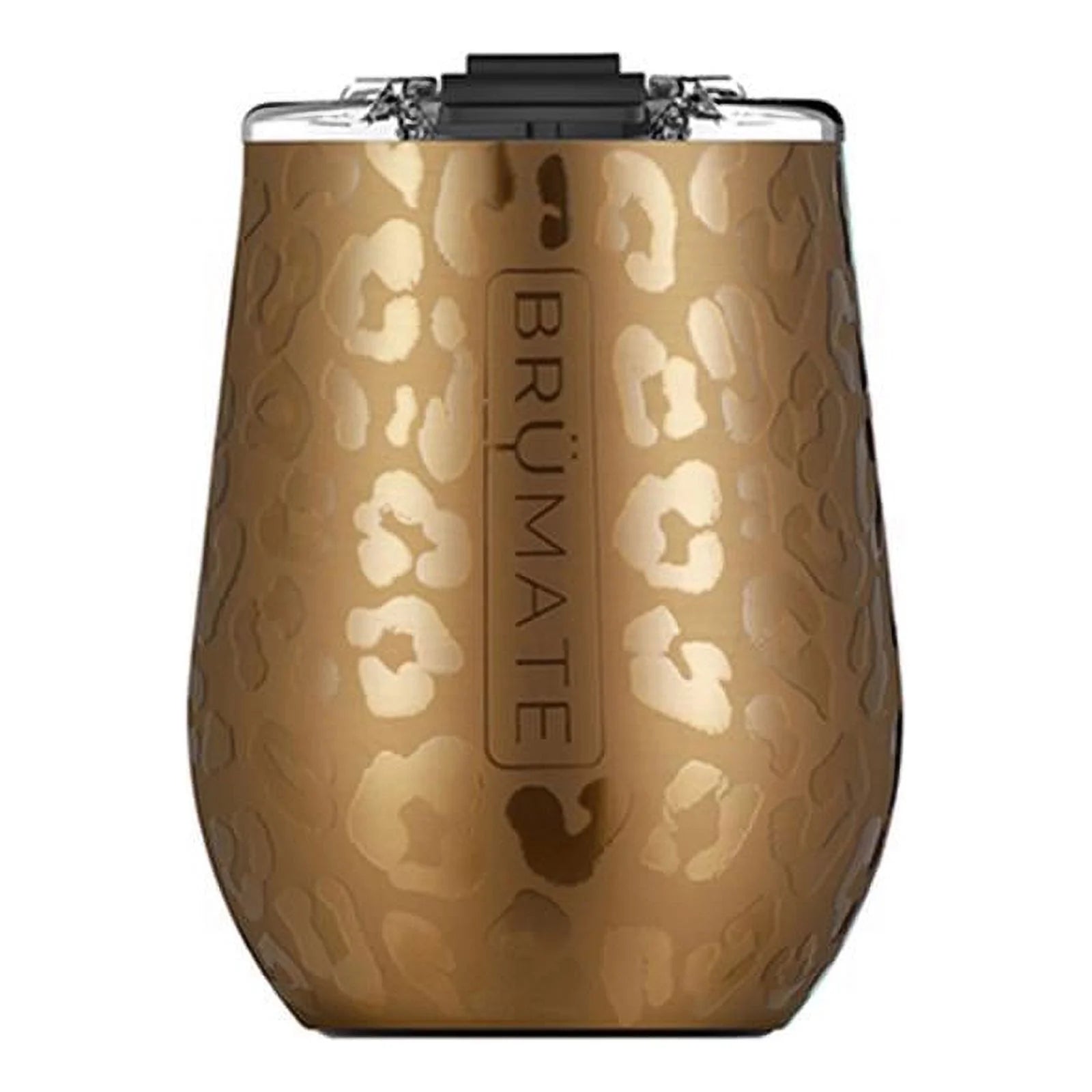 BruMate Uncork'd 14 oz Gold Leopard BPA Free Wine Tumbler with Lid