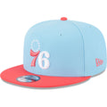 Men's New Era Powder Blue/Red Philadelphia 76ers 2-Tone Color Pack 9FIFTY Snapback Hat - OSFA