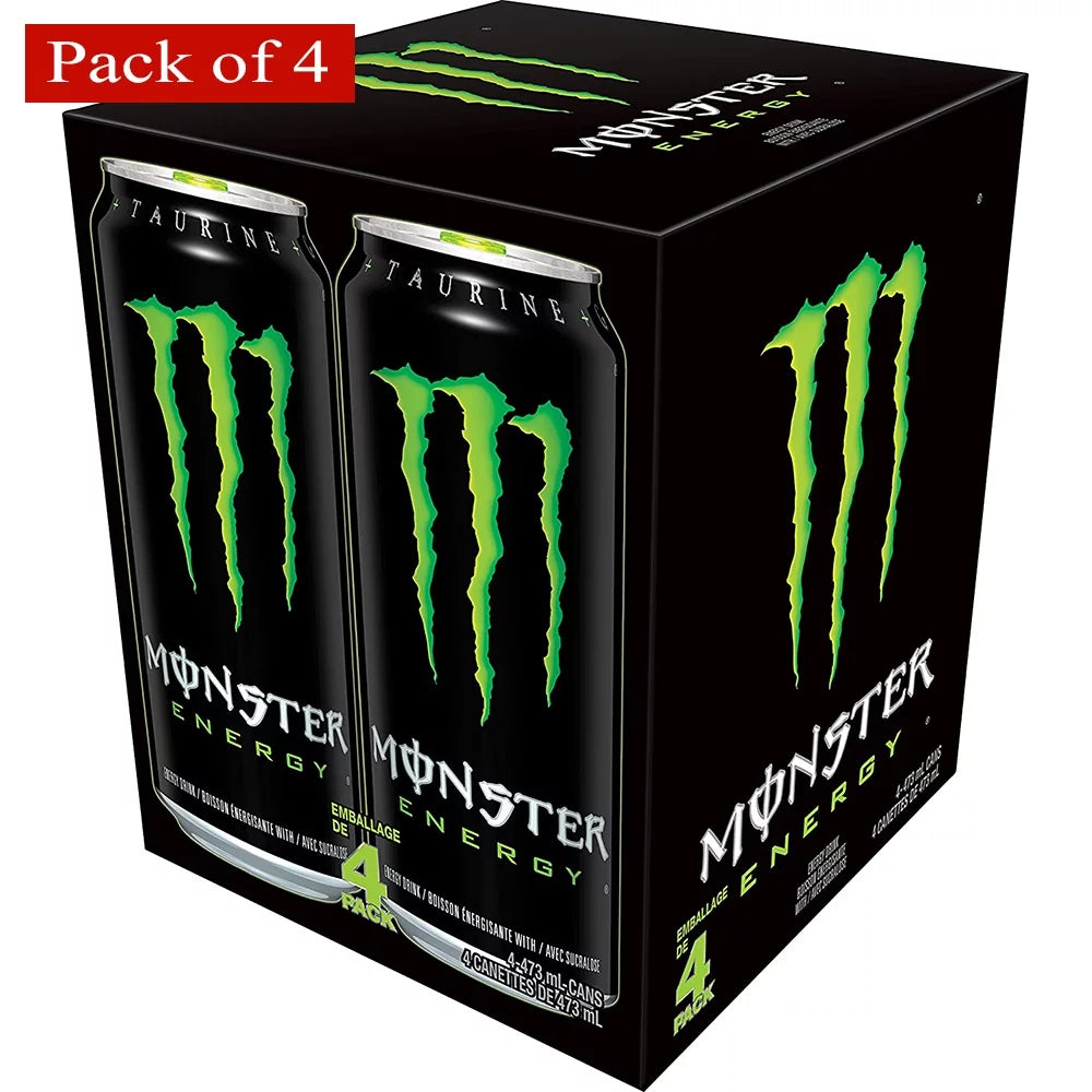 Monster Energy, Original, 473mL cans, Pack of 4