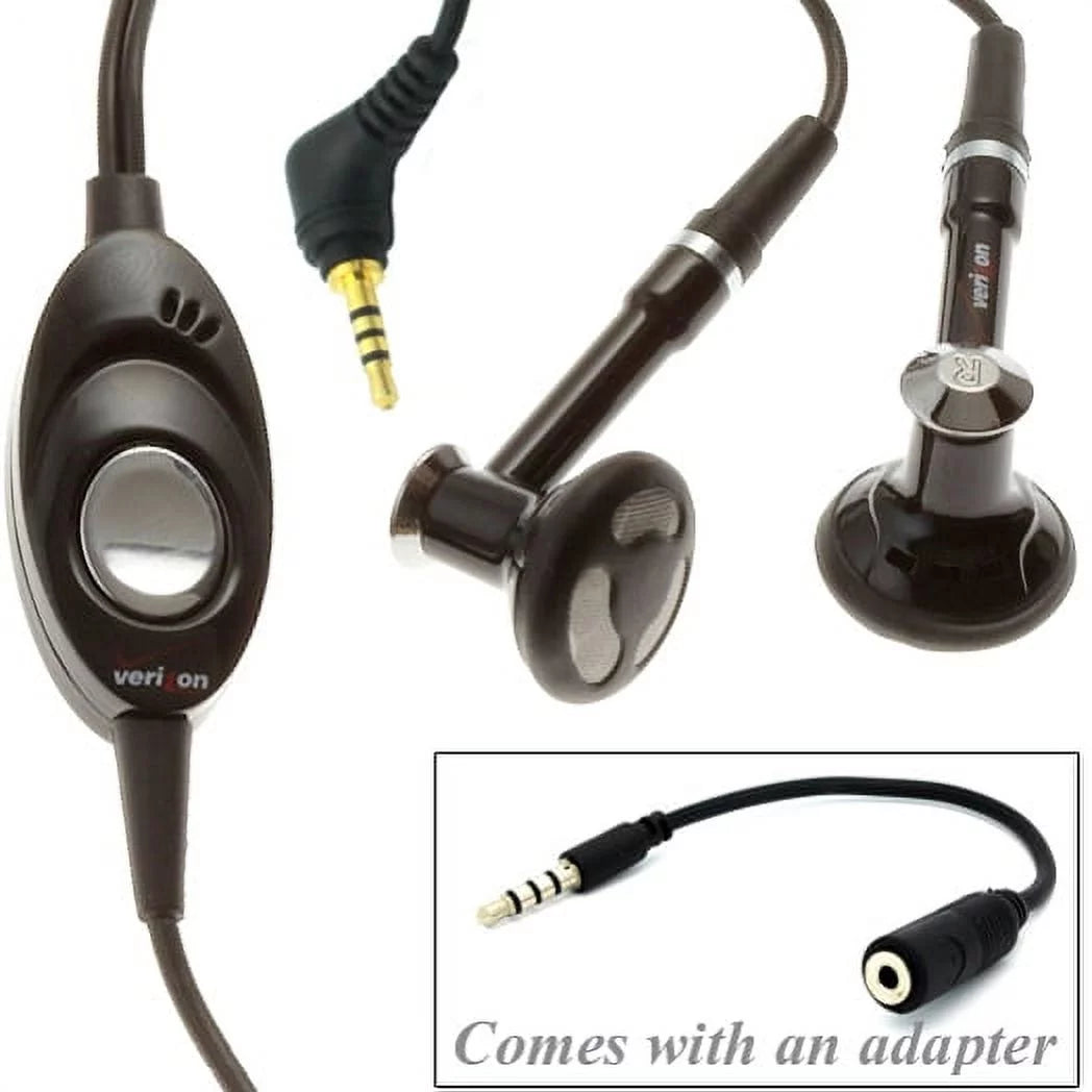 Verizon Headset Hands-free Earphones Dual Earbuds Headphones Microphone with 2.5mm to 3.5mm Adapter [Black] L8A for Motorola Droid Turbo 2 - Samsung Galaxy J3 J5 J7, Note 3 4 5 Edge, S5 S6 Edge Edge+