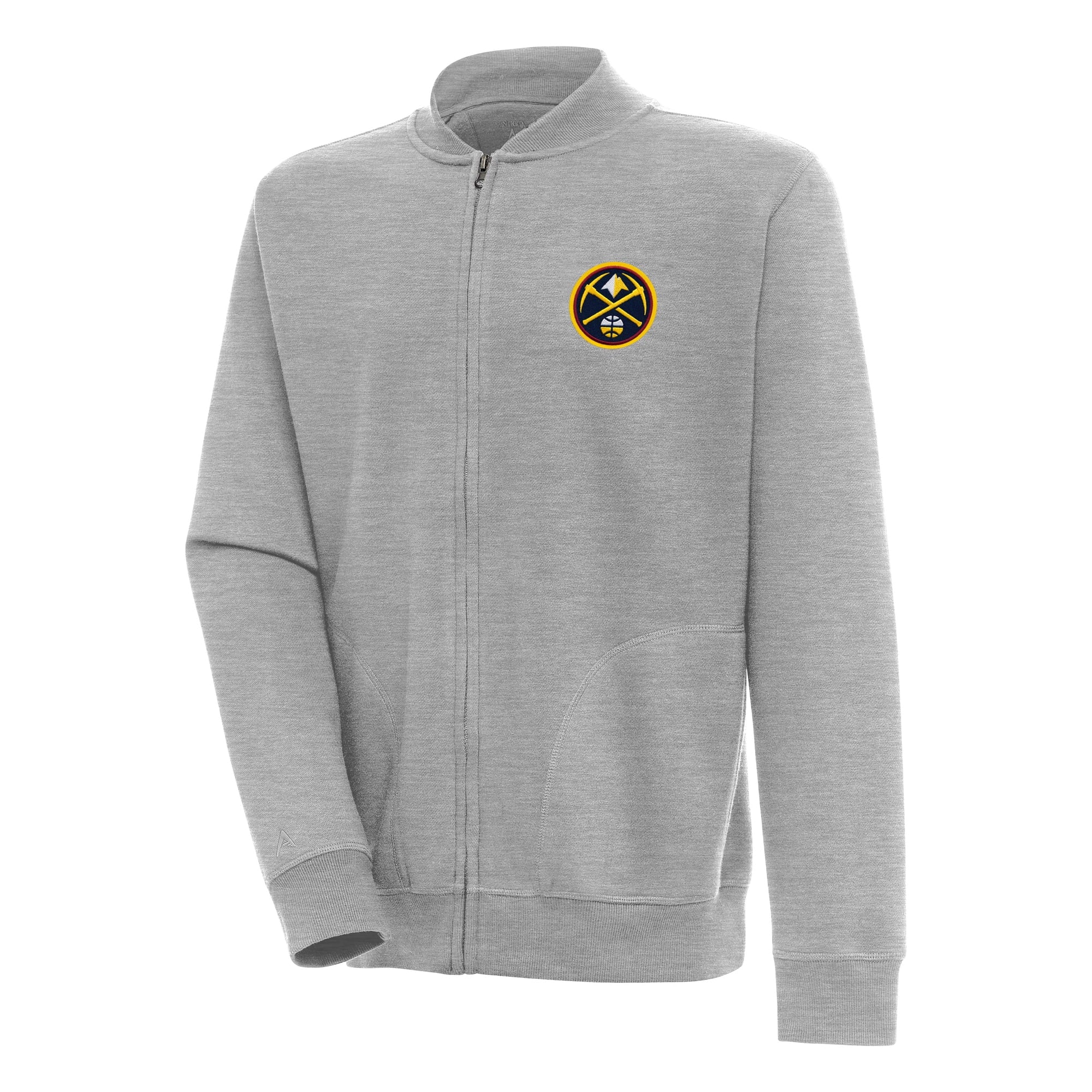 Men's Antigua  Heather Gray Denver Nuggets Victory Full-Zip Jacket
