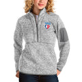 Women's Antigua Heathered Gray Philadelphia 76ers NBA 75th Anniversary Fortune Quarter-Zip Pullover Jacket