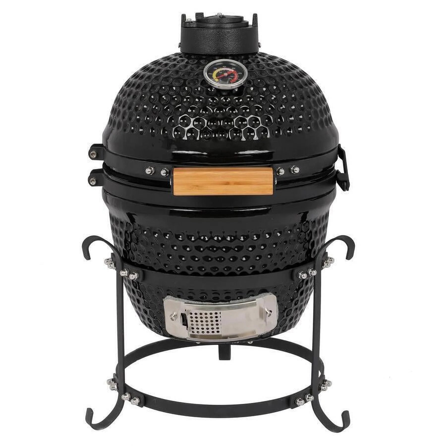 Outdoor BBQ Grill, Meat Cook Smoker with Ceramic Wall for Camping