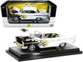 1957 Chevrolet Bel Air Hardtop Bright White with Flames Mooneyes Limited Ed to 6450 pcs 1/24 Diecast Model Car by M2 Machines