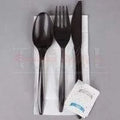 E188000 Empress Heavy Weight Cutlery Kit PS Black Fork, Teaspoon, Knife, Salt & Pepper, Napkin 250 per case