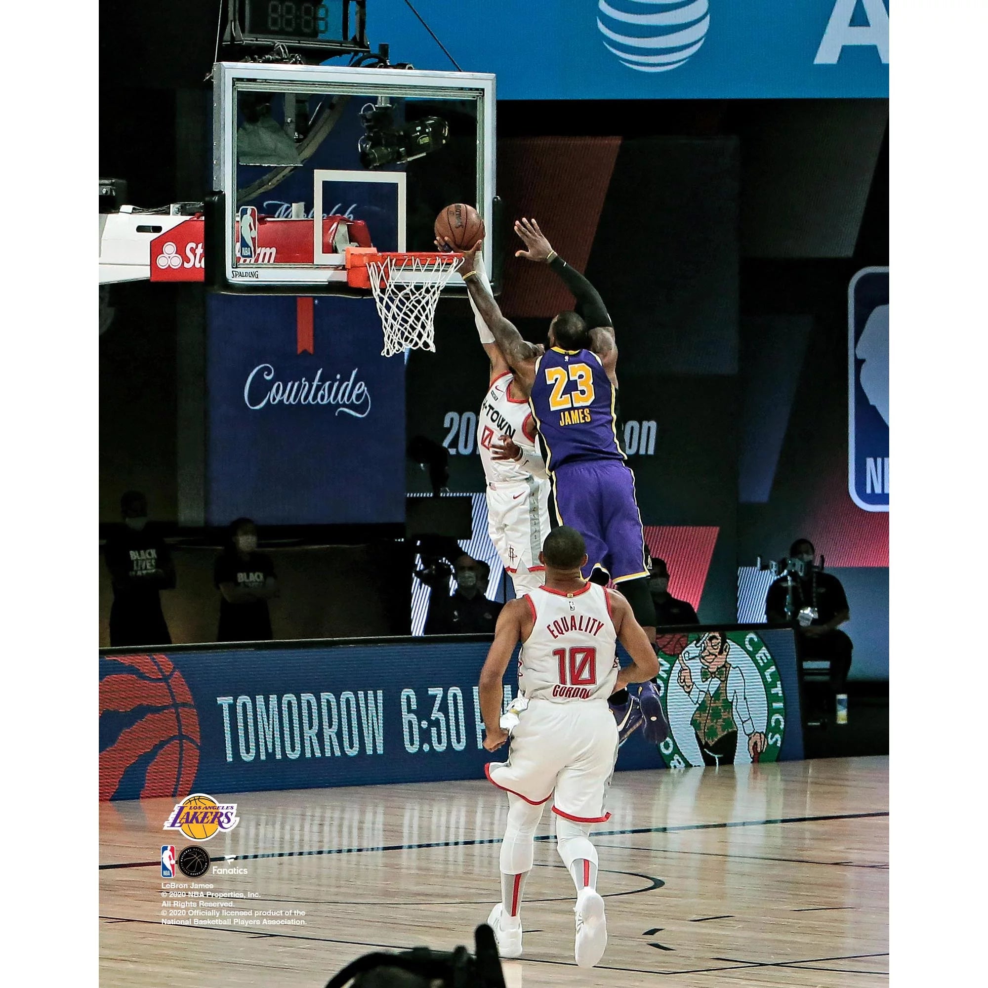 LeBron James Los Angeles Lakers Unsigned 2020 NBA Playoffs Block vs. Houston Rockets Photograph