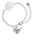 Delight Jewelry Silvertone Longhorn - Texas Silver-tone Flower Link Chain Bracelet, 6.75+2 Extender