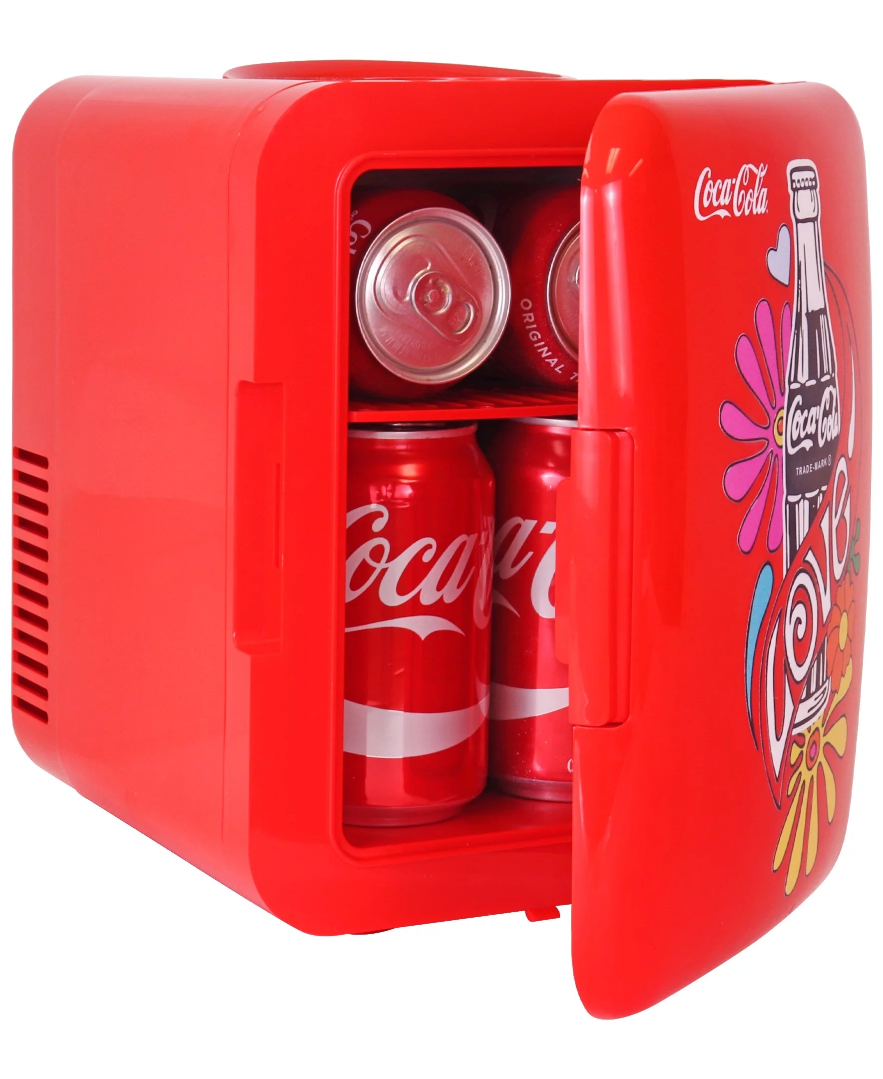 Coca-Cola Love 1971 Series 4L Portable Cooler/Warmer, Personal Travel Fridge, Red