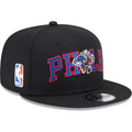 Men's New Era  Black Philadelphia 76ers Logo Blend 9FIFTY Snapback Hat - OSFA