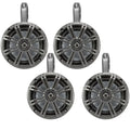 2 Pair (QTY 4) of Kicker 6.5 2-Way 195 Watts Peak Power Coaxial Marine Audio Speakers with Charcoal Grilles, 6.5 Marine Tower Speaker Enclosures (2 Pair) - Black