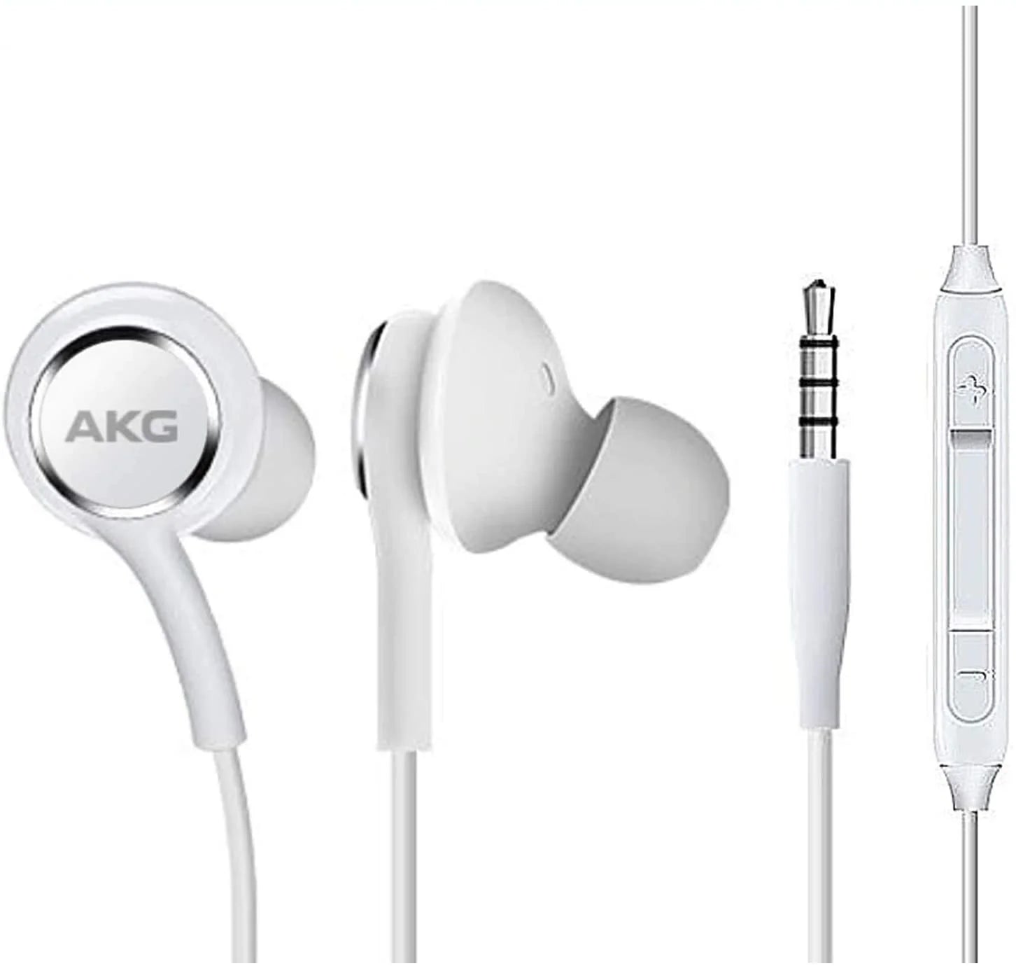 OEM InEar Earbuds Stereo Headphones for Samsung Galaxy S6 edge+ Duos Plus Cable - Designed by AKG - with Microphone and Volume Buttons (White)