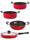 Nirlon Aluminium Non Stick Cooking Pots & Pans Set Of 4 Pieces (Fp11_Kd10_Cs20_Cs24)