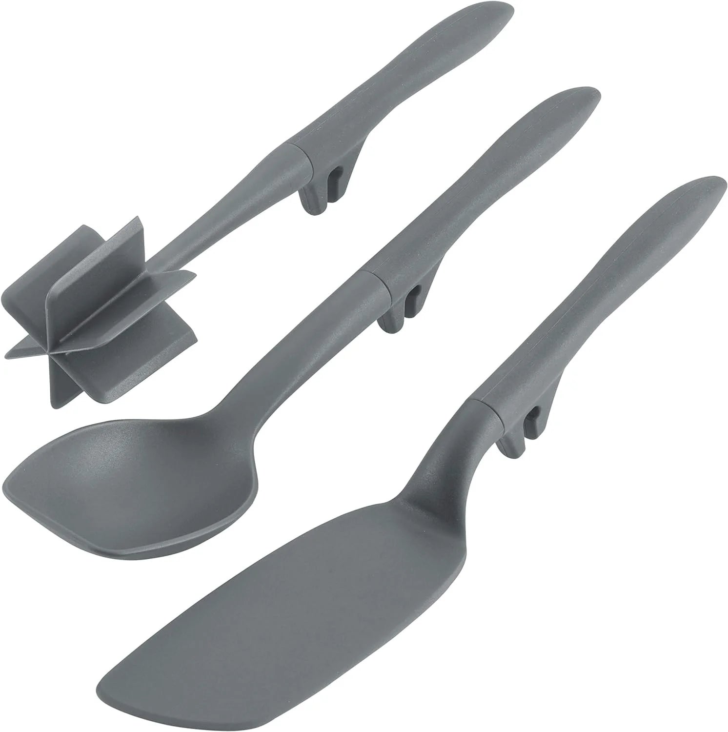 Tools And Gadgets Lazy Crush & Chop, Flexi , And Scraping Spoon Set / Cooking Utensils - 3 Piece, Gray