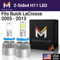 Mega Racer Buick LaCrosse H11 H9 H8 LED Headlight Bulbs 6000K Diamond White Buick LaCrosse 2005 2006 2007 2008 2009 2010 2011 2012 2013 05 - 13 High/ Low Beam/ Fog Light Automotive Replacement