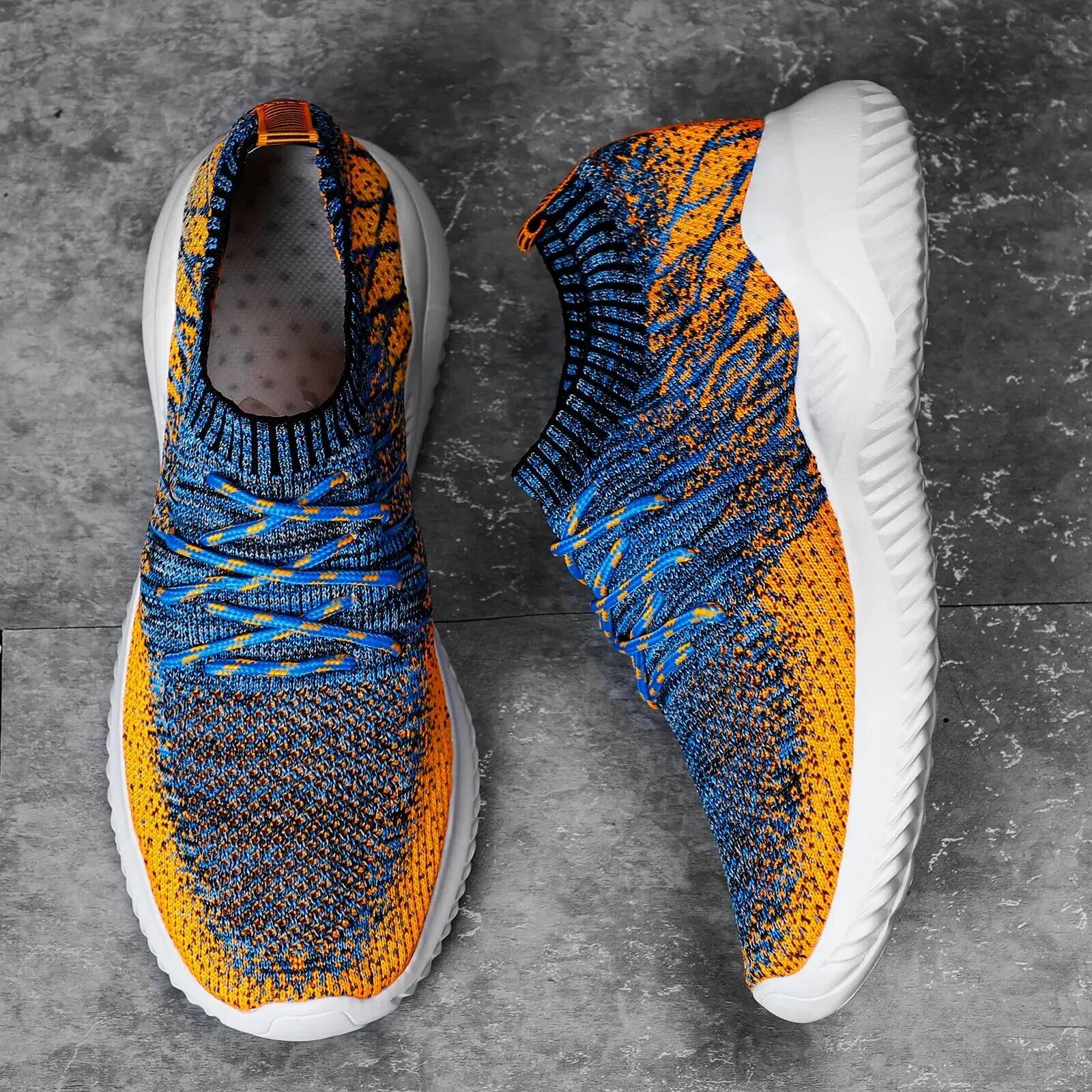 Men Shoes Lightweight Sneakers For Men Casual Shoes Mesh Tenis Masculino Luxury Loafers Slip On Walking Shoes Men Orange 43