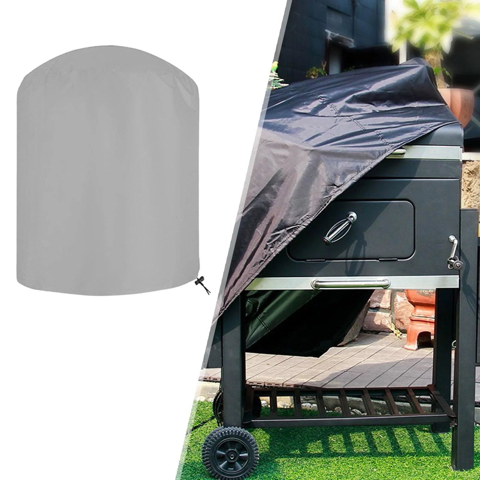Grill Cover Durable Weatherproof Protective Cover for Camping BBQ Picnic Argent