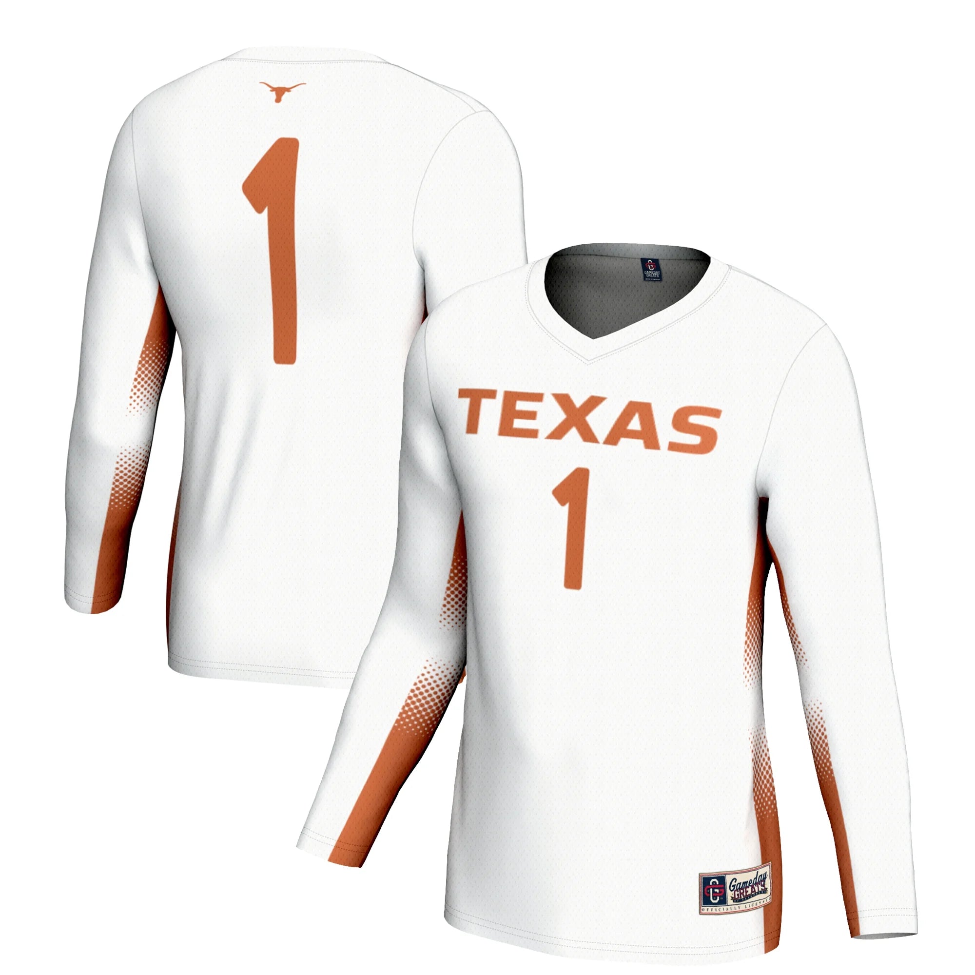 Unisex GameDay Greats #1 White Texas Longhorns Lightweight Volleyball Jersey