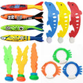 Kids Summer Shark fish Diving Toys Children's Swimming Pool Game Treasure Hunt Diving Torpedo Water Ring Diamond Water Suit Toys 13 set