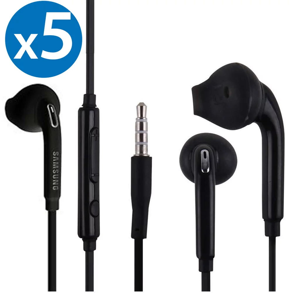 Samsung 3.5mm Earphones/Earbuds/Headphones Stereo Mic&Remote Control Compatible All Samsung Galaxy S6 Edge+/ S6/ Note 8/Note 9/ S8/S8+ S9/S9+ Compatible iPhone 6/6plus/6S/6S Plus/5S/5c [5Pack]