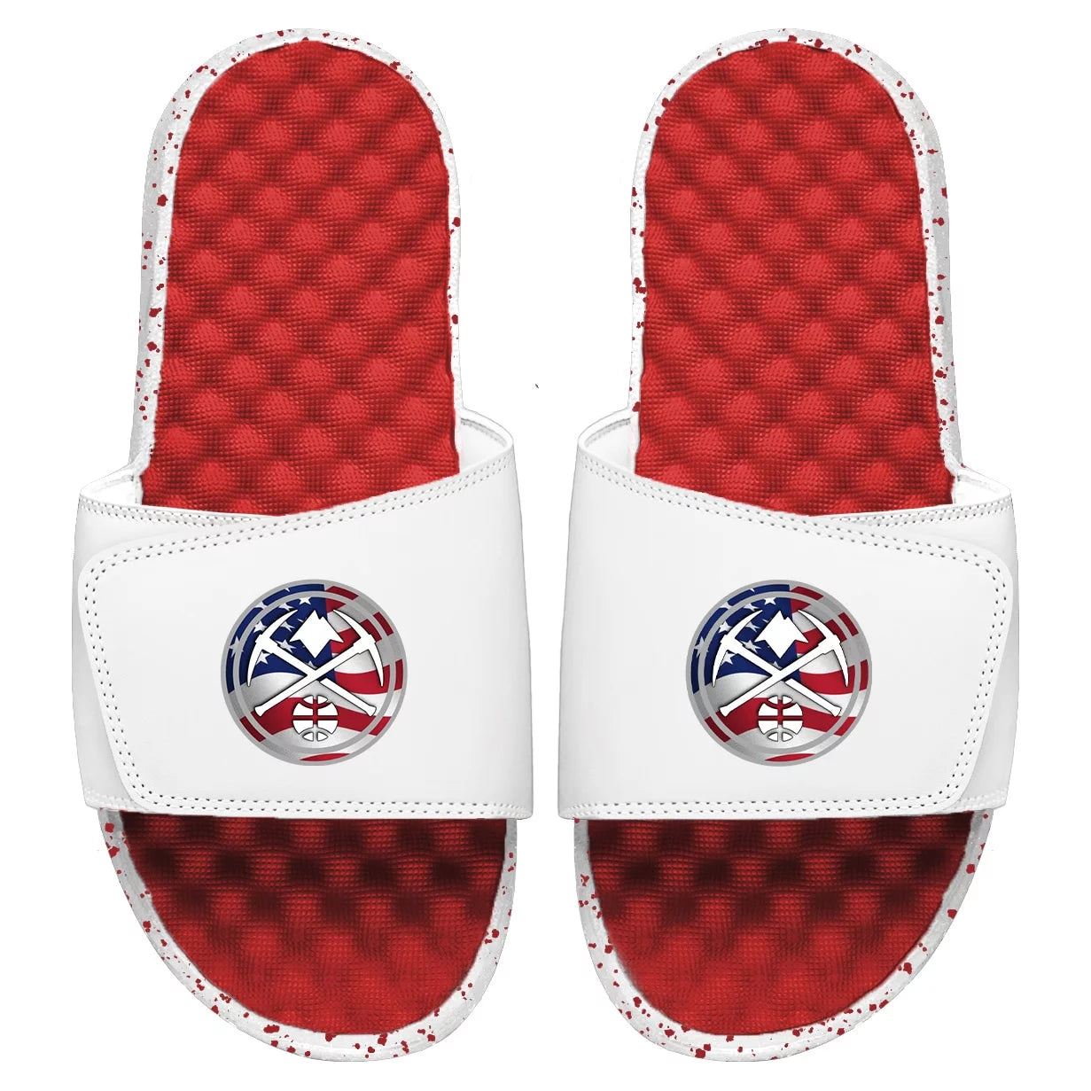 Youth ISlide Red/White Denver Nuggets Americana Slide Sandals