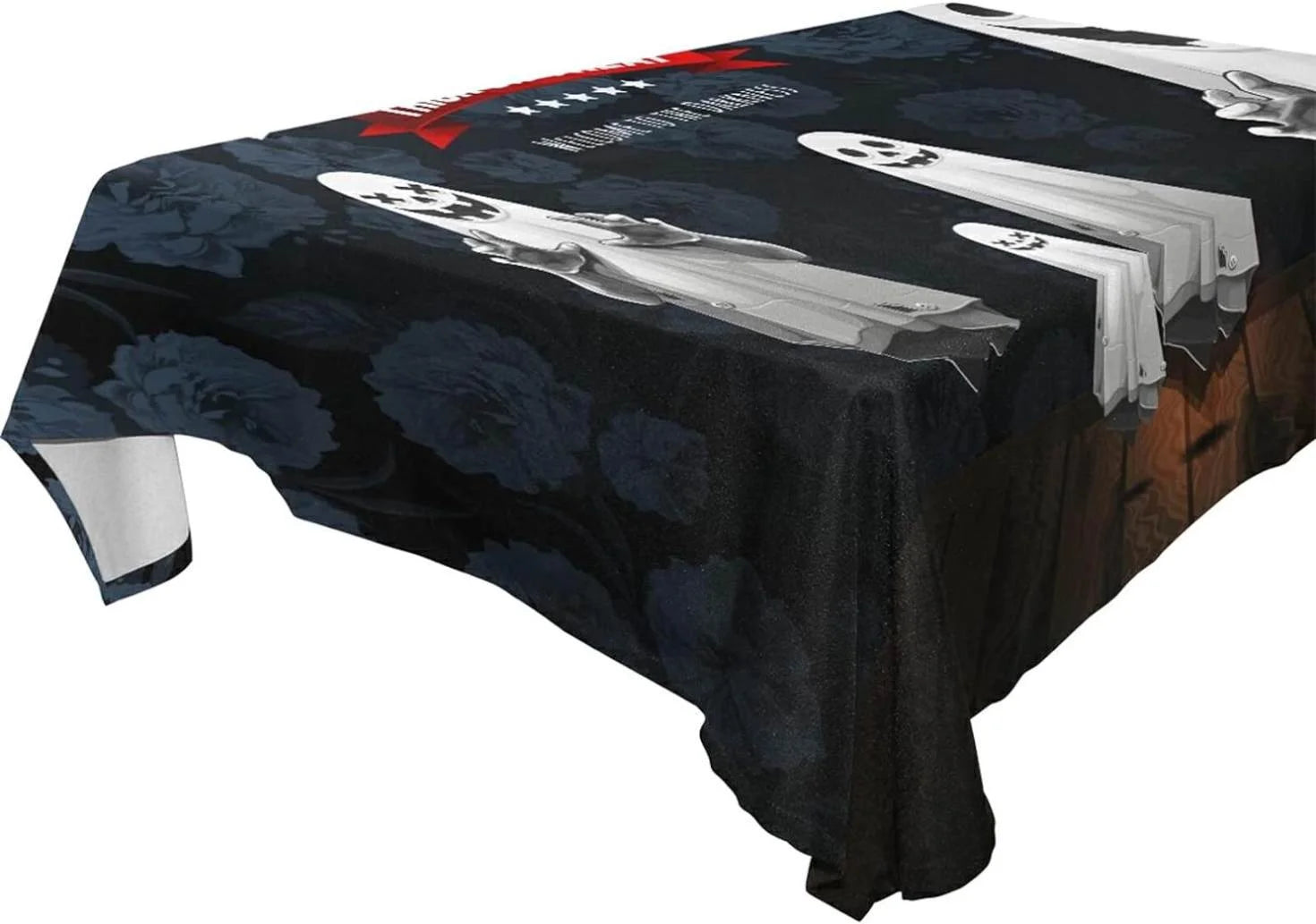 Coolnut Halloween Ghost Tablecloth, Waterproof Washable Polyester Square Table Cover, Durable Tablecloth for Kitchen Dining Table Party Decor, 60X 90