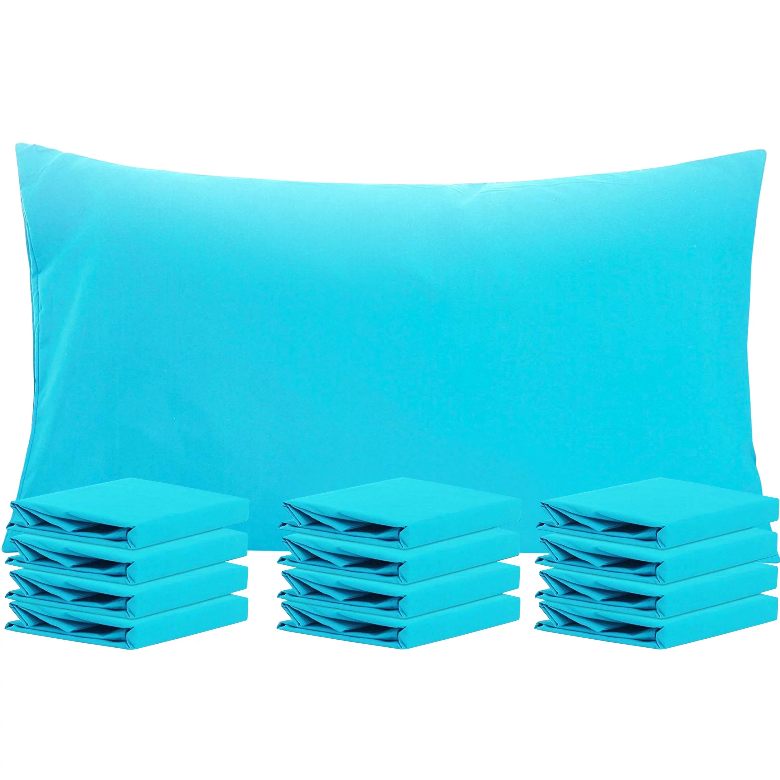 Ntbay 12 Pack Microfiber King Ultra Soft Pillowcases with Envelope Closure, Wrinkle, Fade and Stain Resistant Pillowcase Set, 20 x 36, Aqua Blue