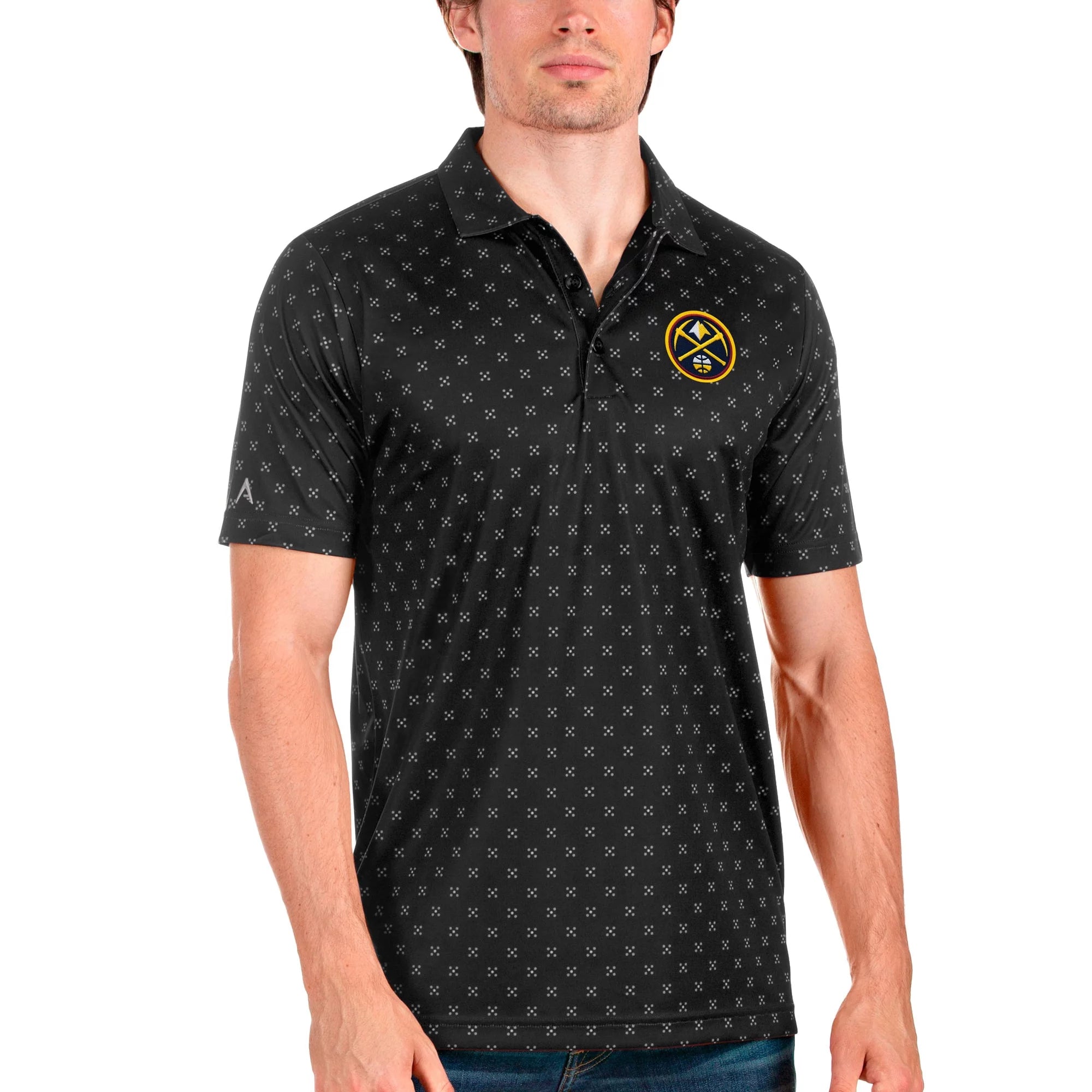 Men's Antigua Black Denver Nuggets Spark Polo