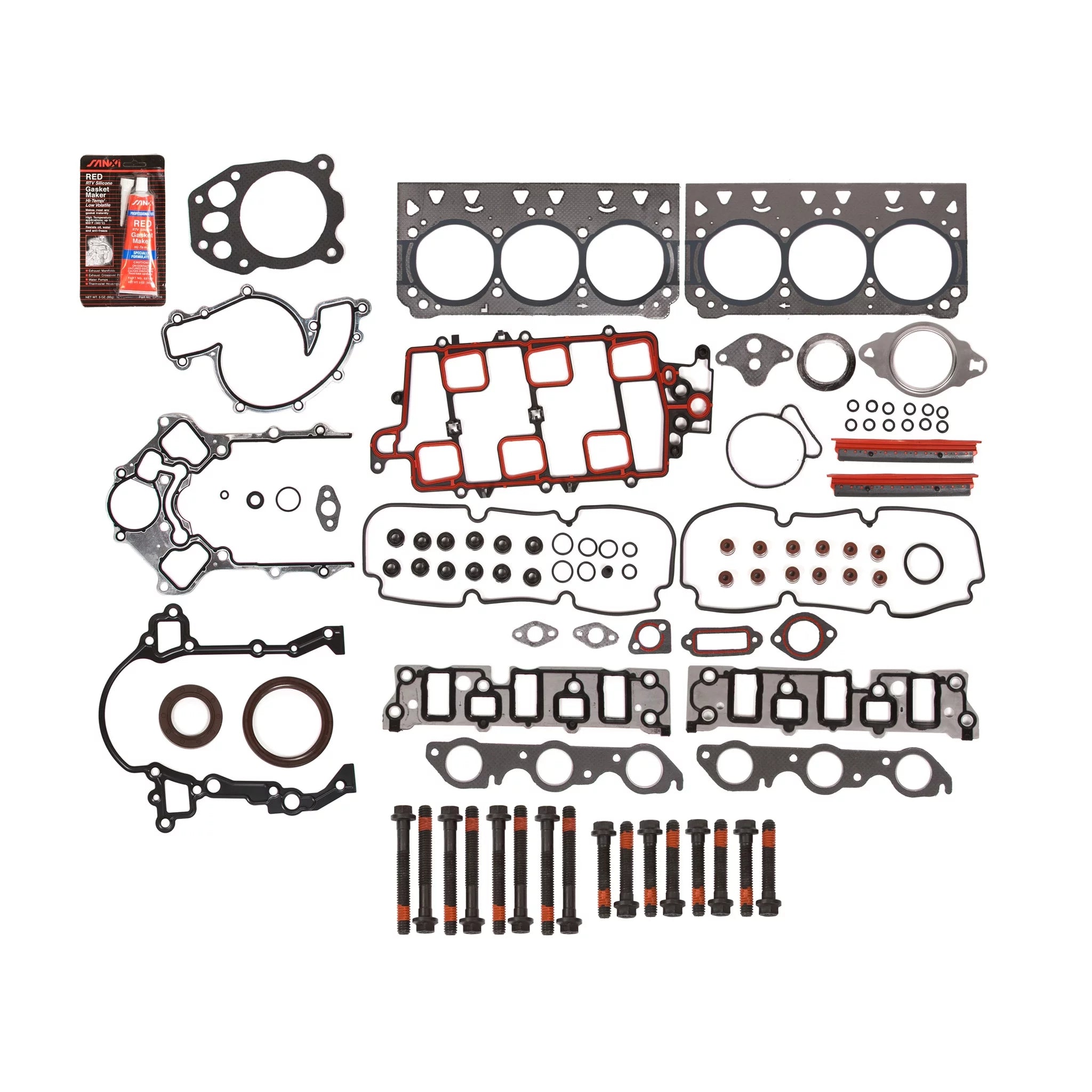 Evergreen FSHB8-10438-4 Full Gasket Set Head Bolts Fit 06-09 Buick Lacrosse Pontiac Grand Prix 3.8L OHV