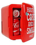 Coca-Cola Smile 1971 Series 4L Portable Cooler/Warmer, Personal Travel Fridge, Red