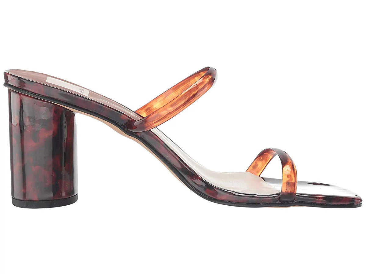 Dolce Vita Noles Tortoise Vinyl Slip On Squared Open Toe Strappy Heeled Sandals