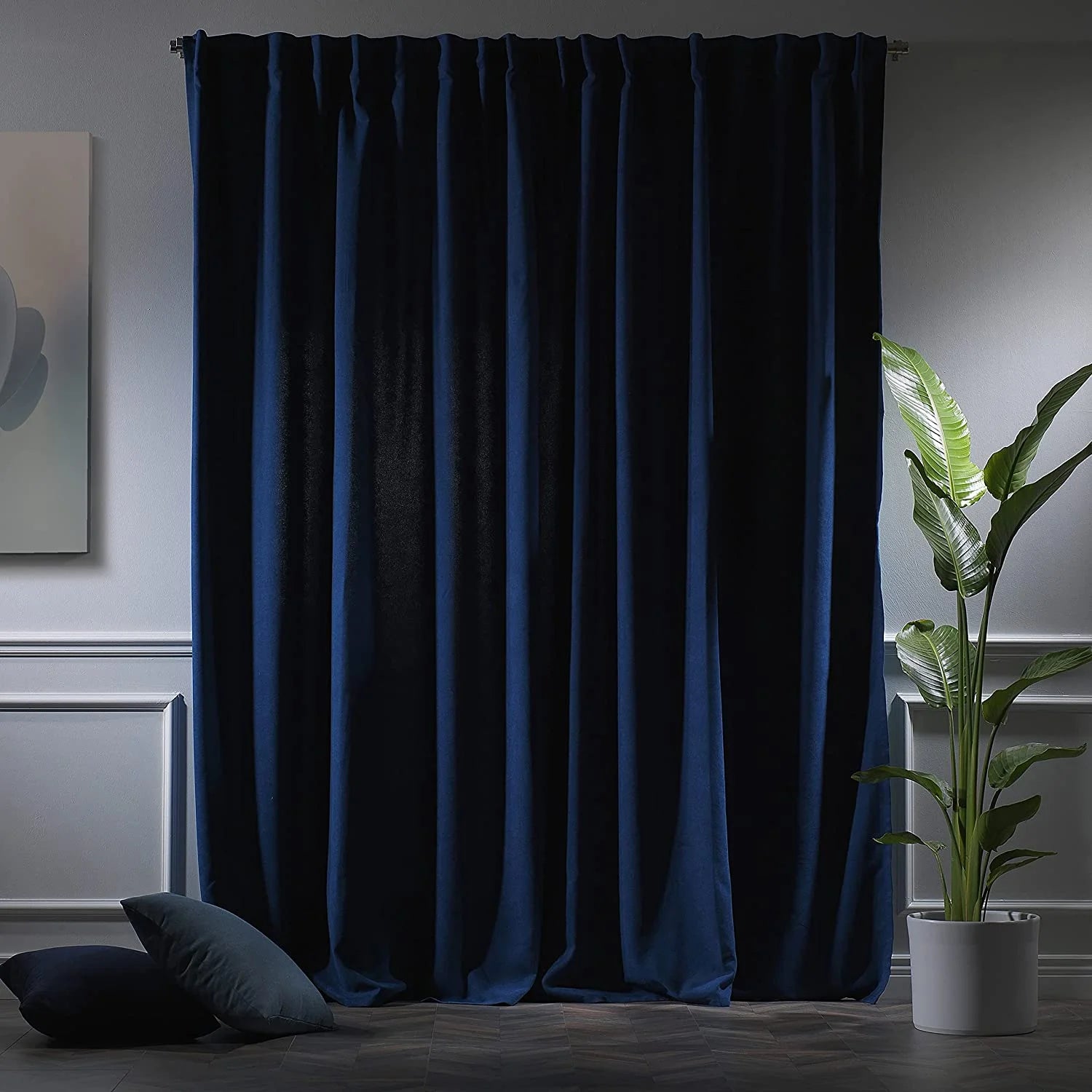 52x63 Solid Color Curtains Home Decorative Hanging Back Tap, Nursery Room Bedroom Kitchen Office Windows Home Decaration, Navy Blue