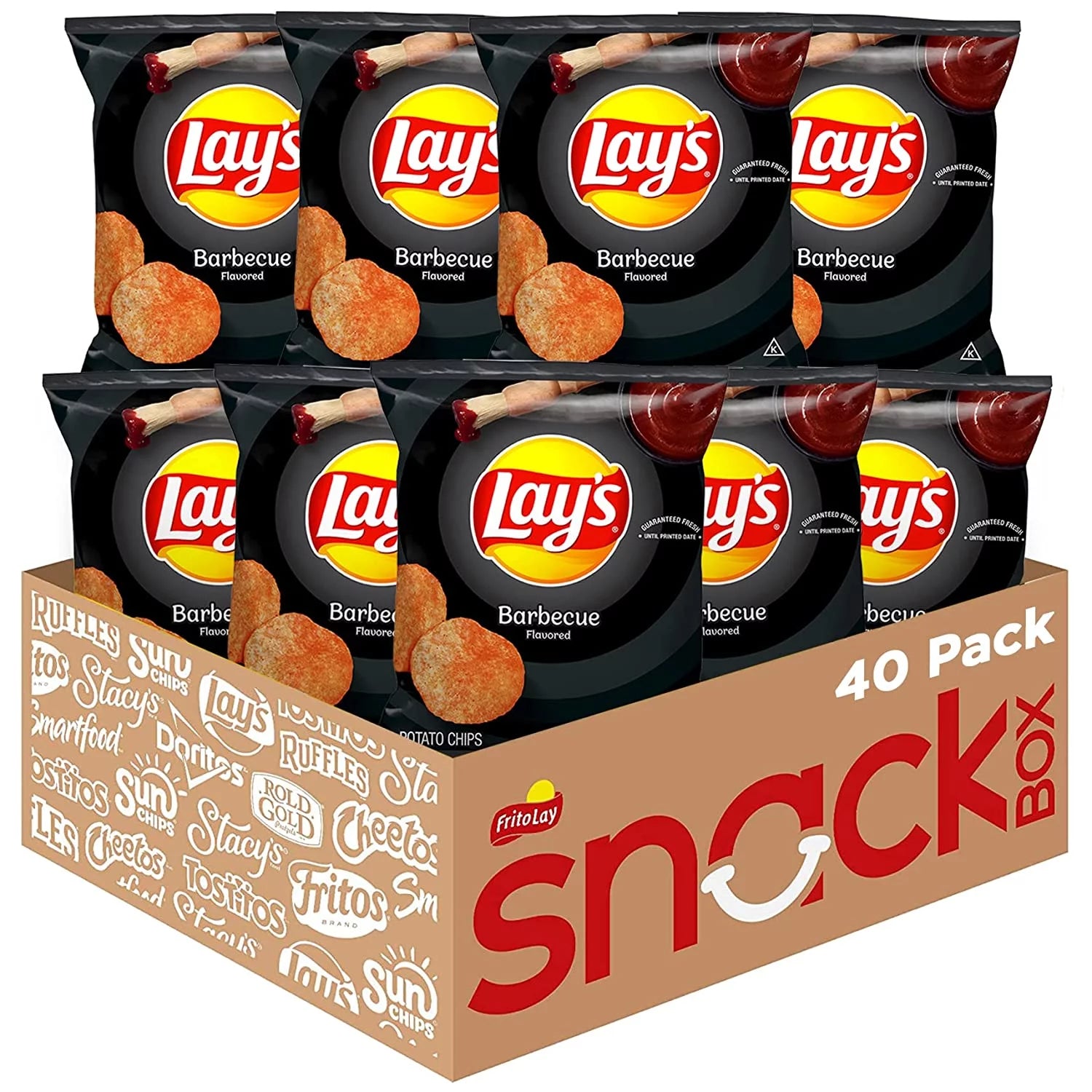 Lay's Potato Chips Barbecue Flavor Snack Chips, 1 oz Bags, 40 Count Multipack