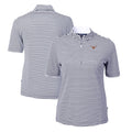 Women's Cutter & Buck  Navy Texas Longhorns DryTec Virtue Eco Pique Stripe Recycled Polo