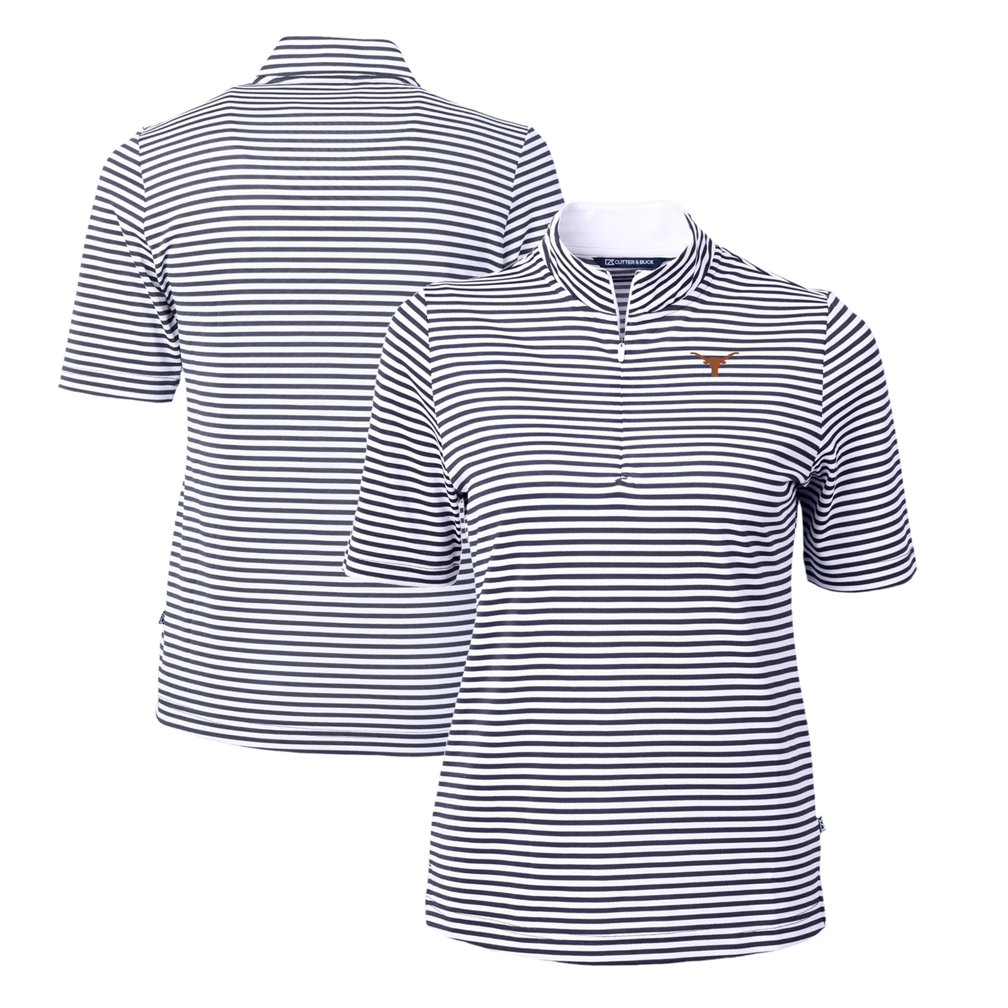 Women's Cutter & Buck  Navy Texas Longhorns DryTec Virtue Eco Pique Stripe Recycled Polo