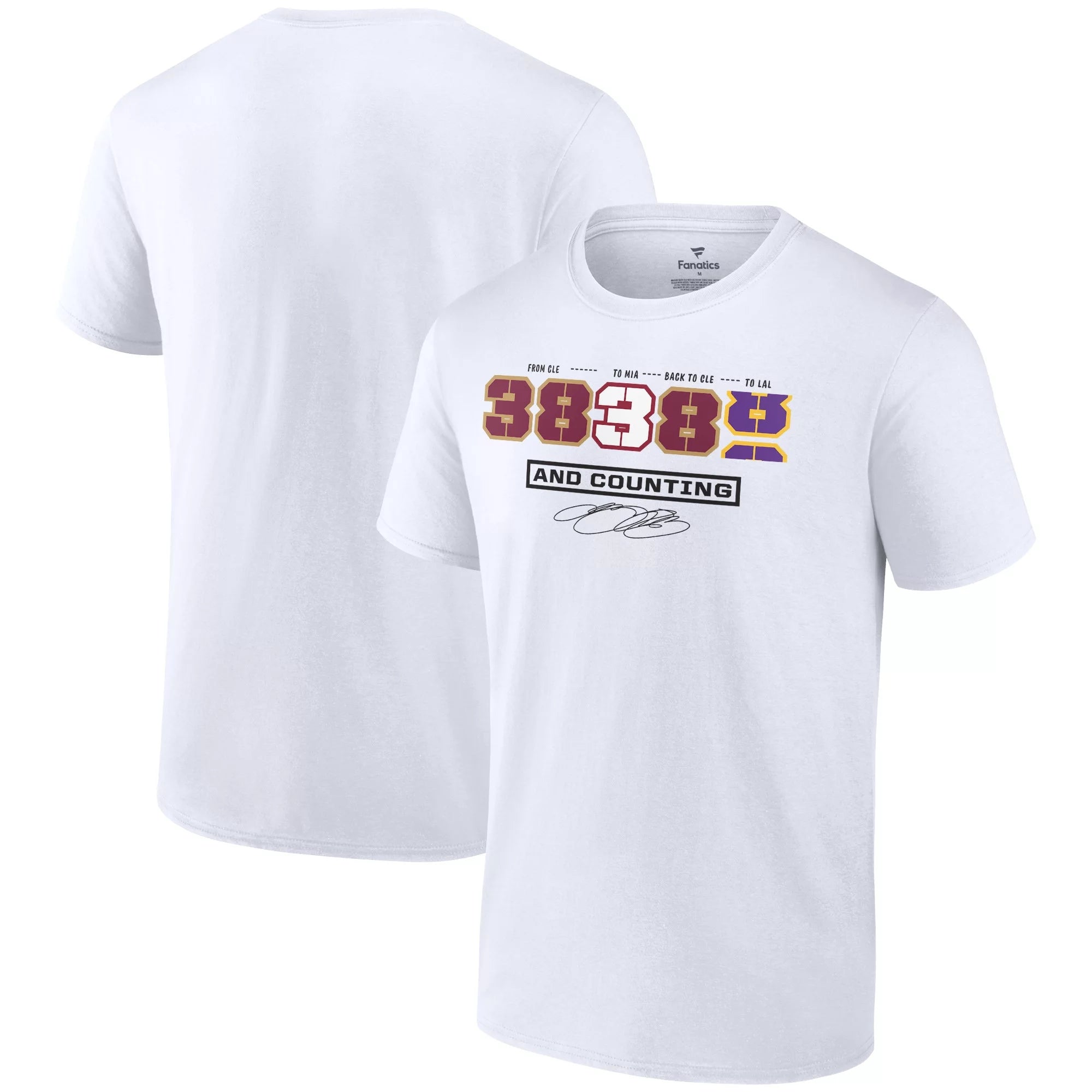 Men's Fanatics Branded LeBron James White NBA All-Time Scoring Record Split Points T-Shirt