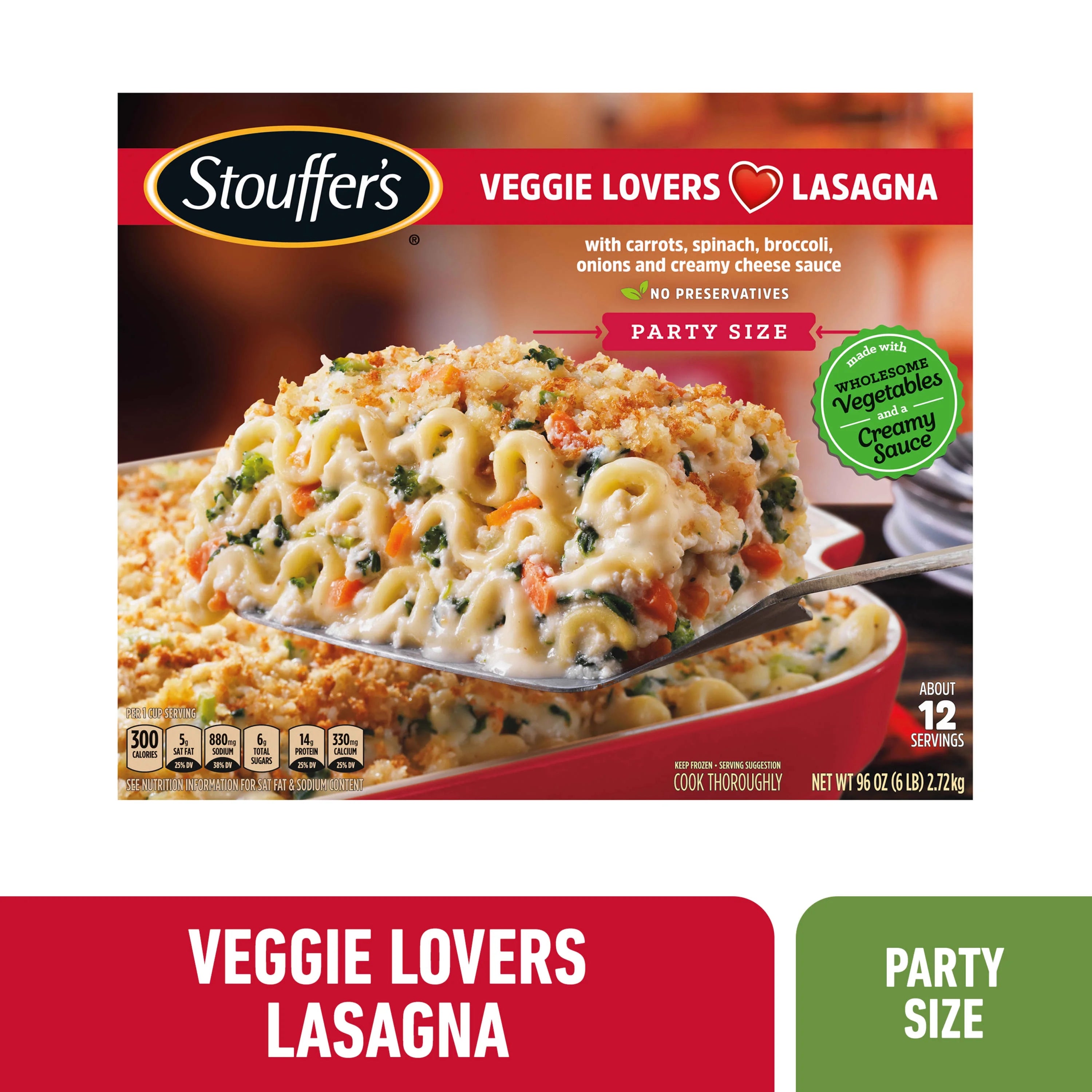 Stouffer's Veggie Lovers Lasagna Party Size Meal, 96 oz (Frozen)