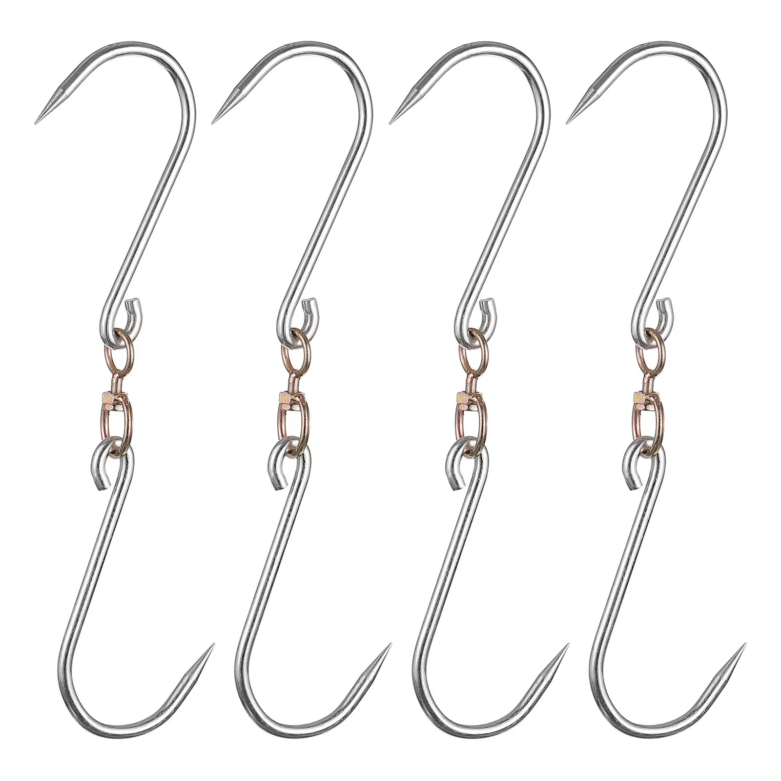 Uxcell 12'' Swivel Meat Hooks, 0.27'' Thickness Galvanized Processing Butcher Hooks, 4 Pack