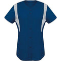 High Five 312142.515.L Ladies Faux Front Jersey - Navy, Silver Gray & White - Large