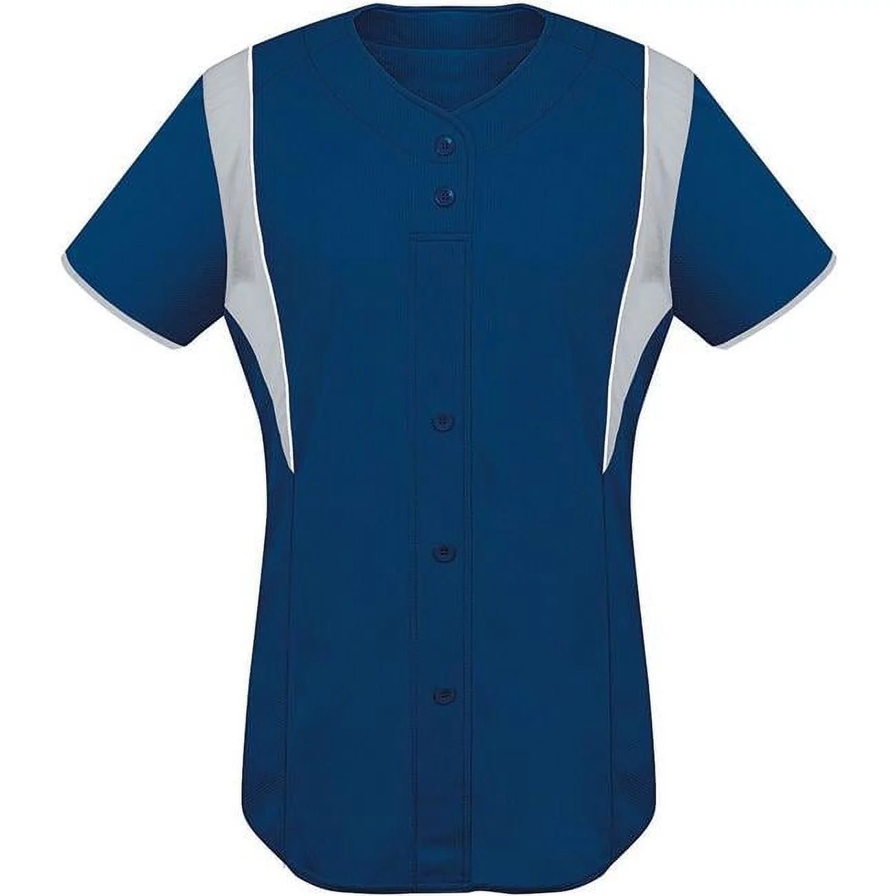 High Five 312142.515.L Ladies Faux Front Jersey - Navy, Silver Gray & White - Large