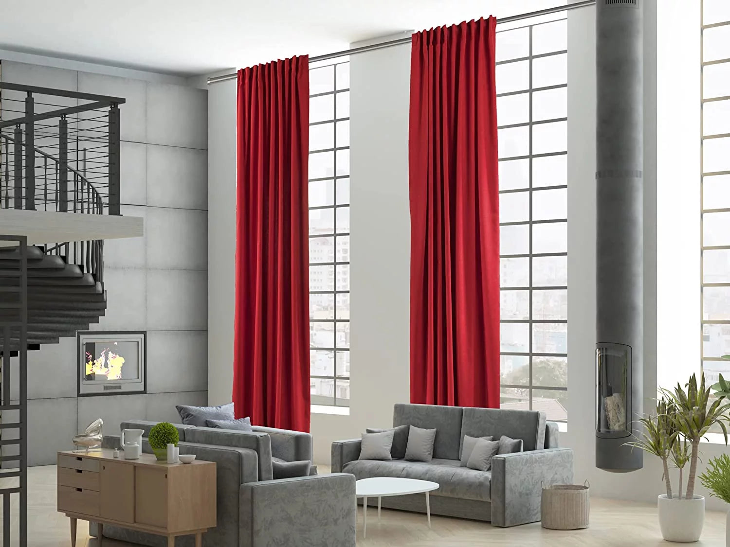 52x63 Solid Color Curtains Home Decorative Hanging Back Tap, Nursery Room Bedroom Kitchen Office Windows Home Decaration, Red