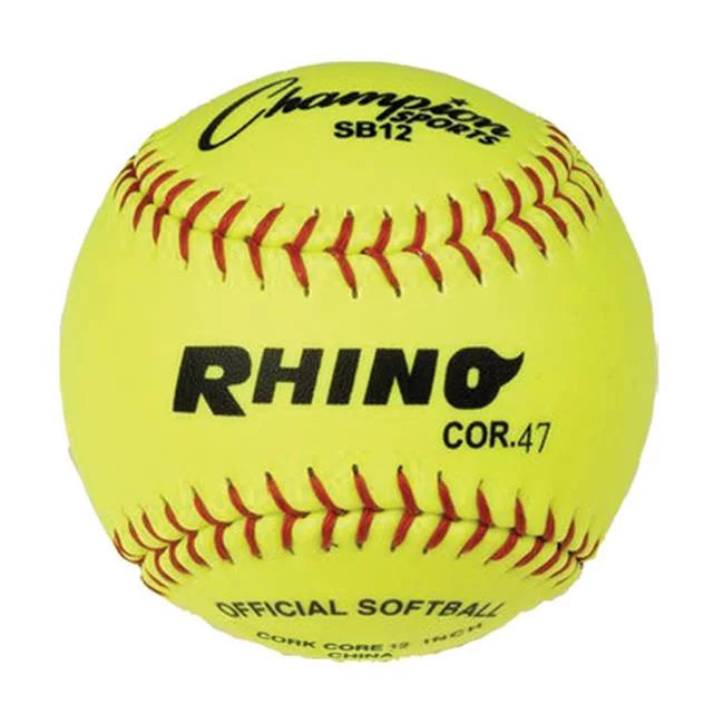 12 in. Synthetic leather Cover Softball, Optic Yellow & Red