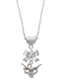 Delight Jewelry Silvertone Longhorn - Texas Silver tone Bow Heart Necklace