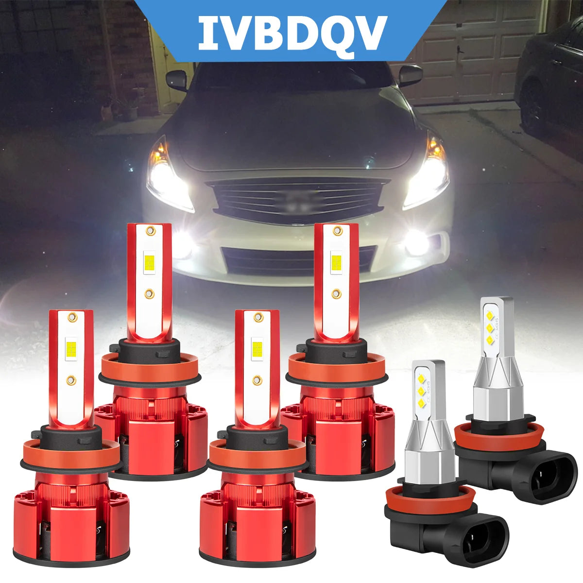 For Buick LaCrosse 2005-2013 LED Headlights Combo 6X H11 High Low Beam+Fog Light Bulbs Kit 6000K White