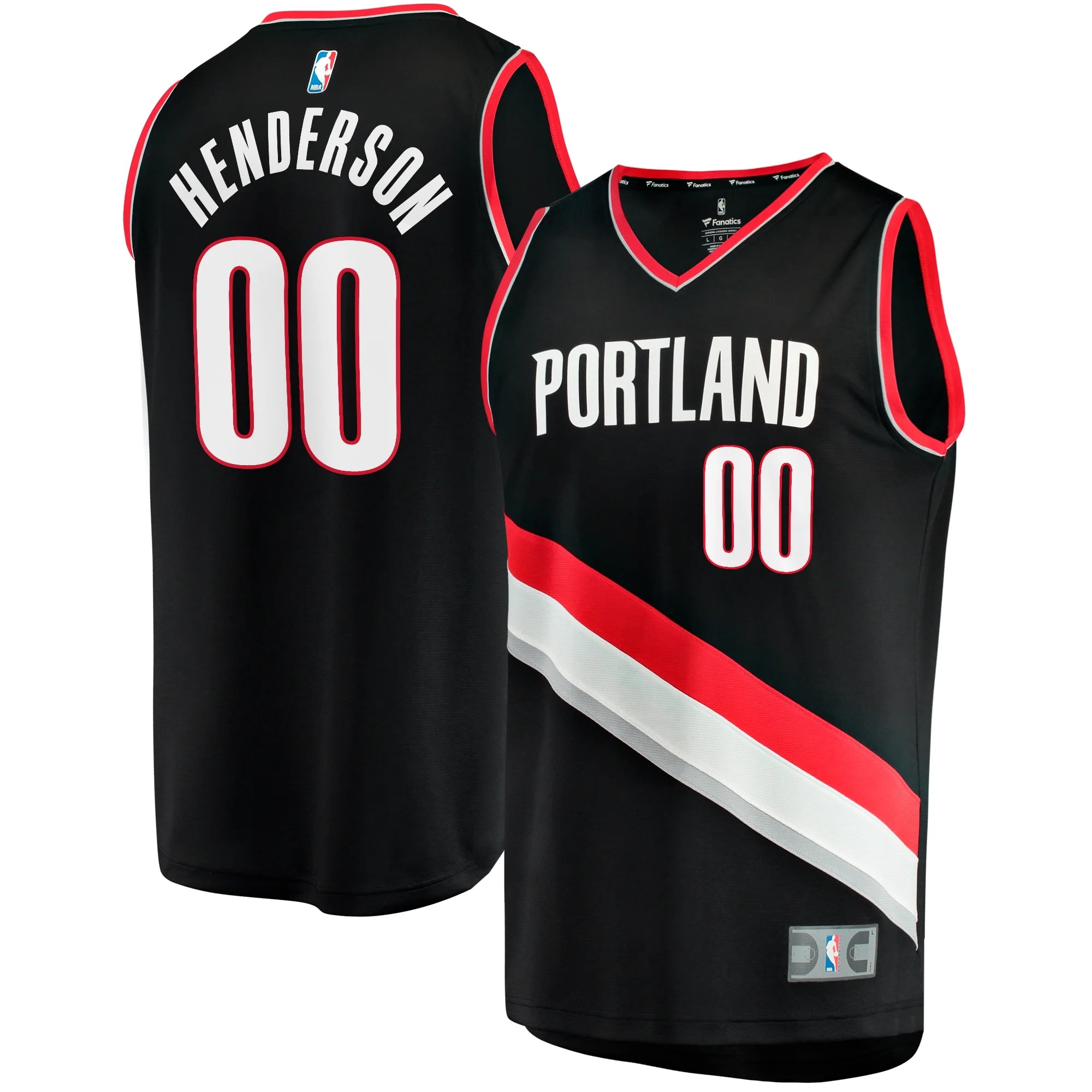 Youth Fanatics Branded Scoot Henderson Black Portland Trail Blazers  Fast Break Replica Jersey - Icon Edition