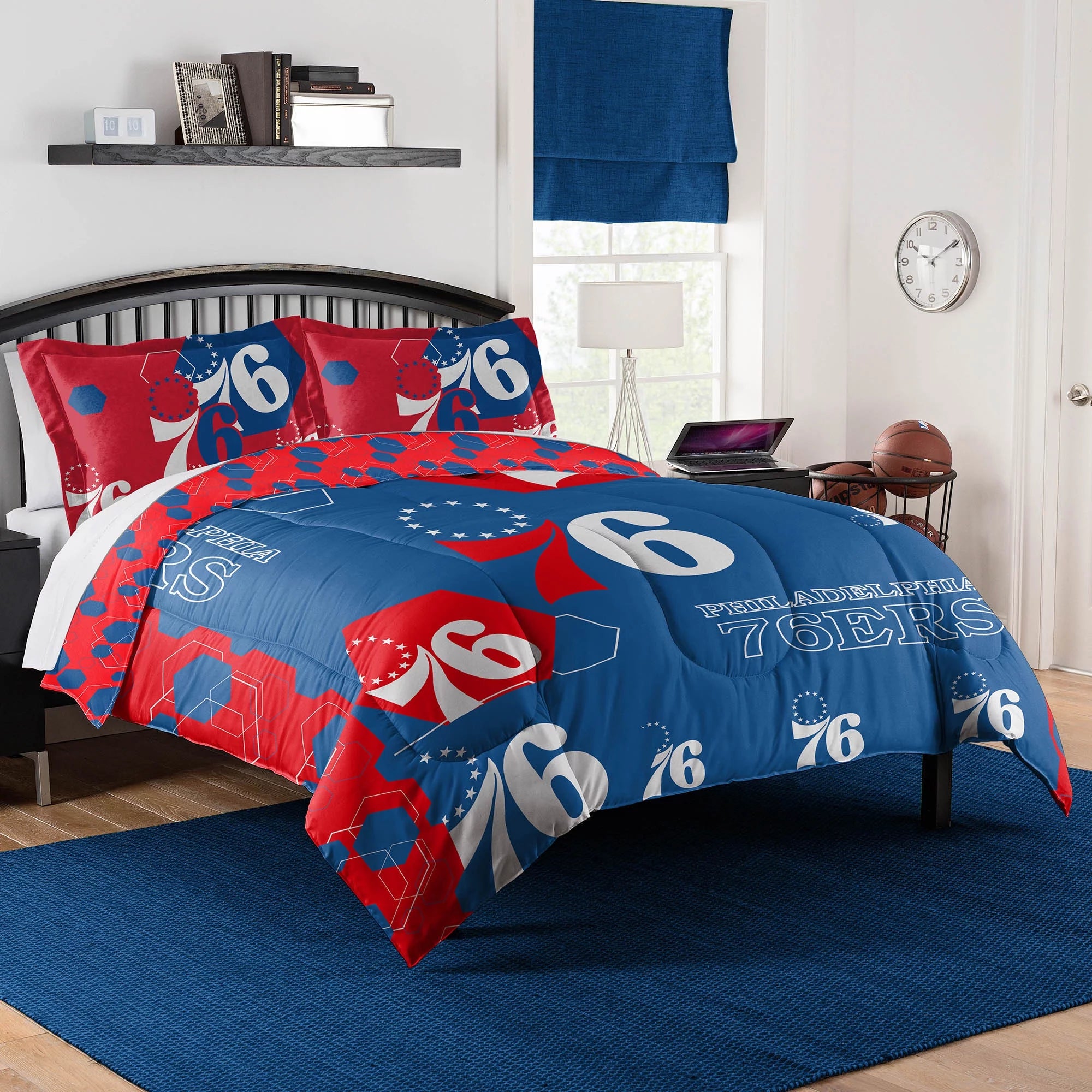 Philladelphia 76ers Hexagon Full/Queen Comforter & Shams Set
